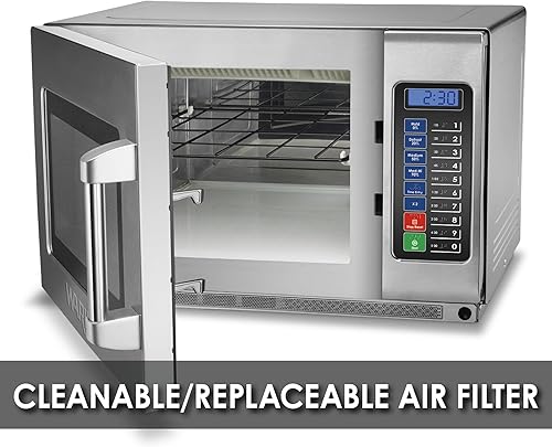 Miniatura 9 de Waring Horno microondas comercial WMO90 de servicio medio, 0.9 pies cúbicos, 10 ajustes de memoria programables, 5 niveles de potencia, construcción