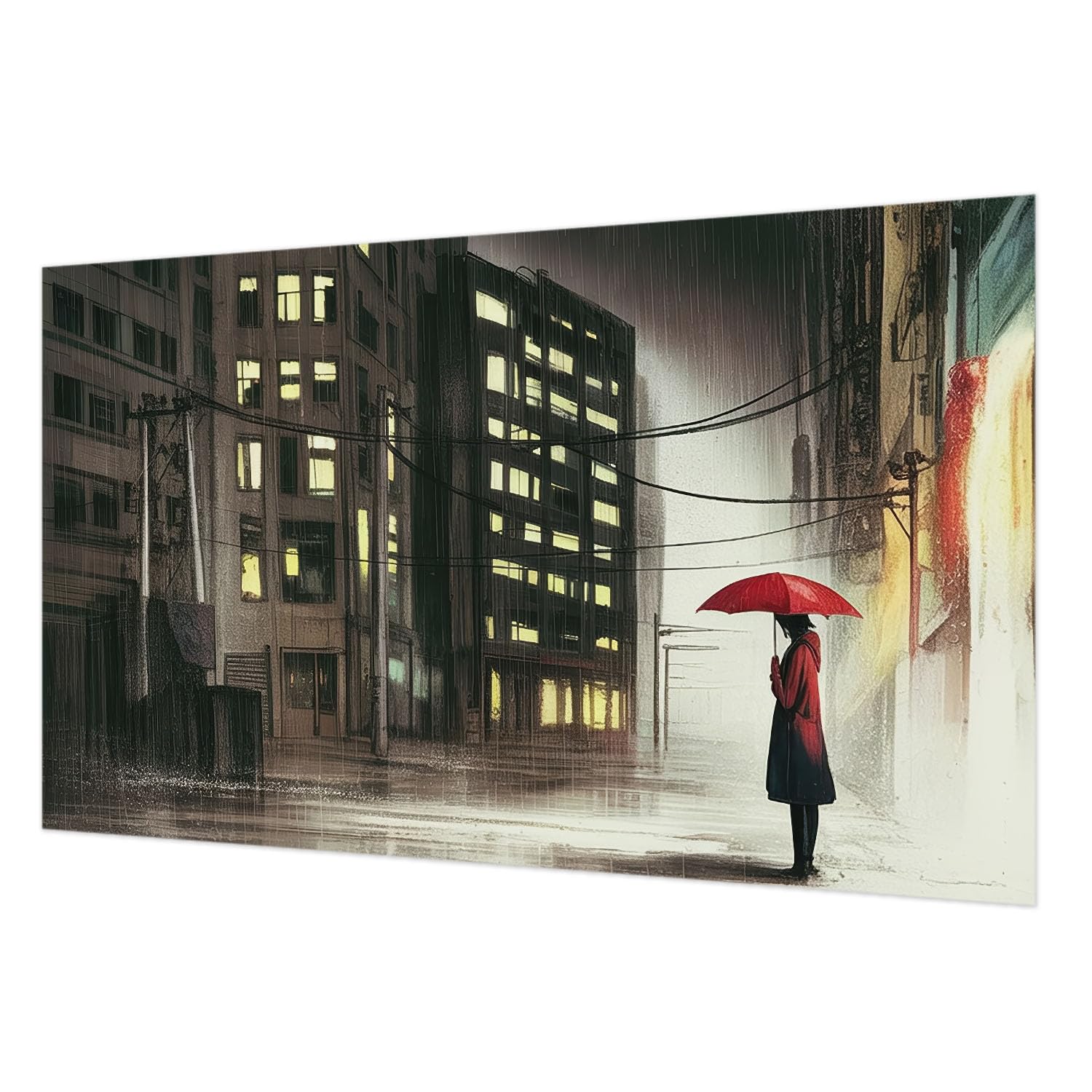 Papier peint intissé ville pluvieuse 416x254 cm avec colle incluse pour mur salon