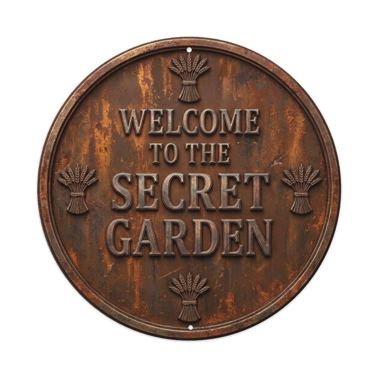 Vintage Welcome Secret Garden Iron Umber Nostalgic Metal Tin Sign
