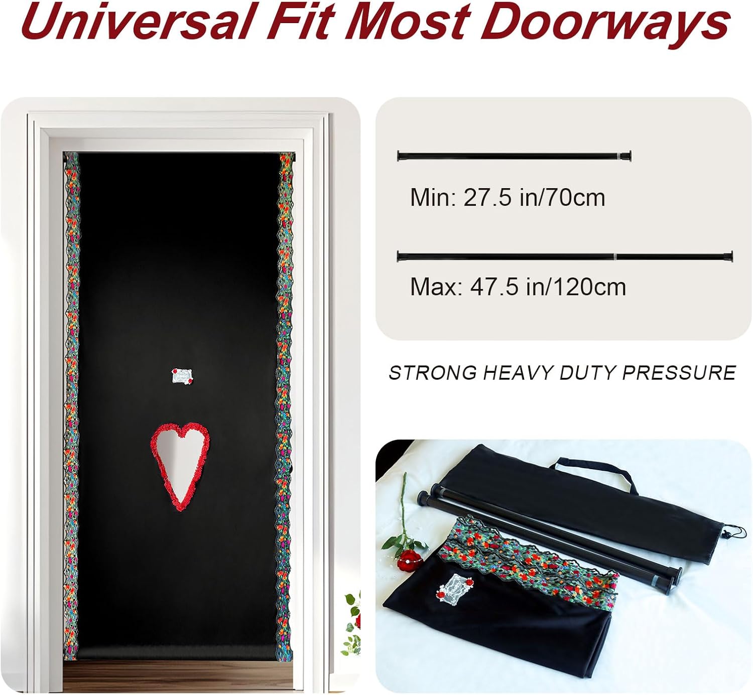 Glory Hole wall Doorway Kit,Quick-Setup Adjustable Door Curtain with Romantic Lace Detail, BDSM Bondage Toy Portable Gift, Fits Most Standard Door Sizes, Gloryhole Doorway Curtain Set