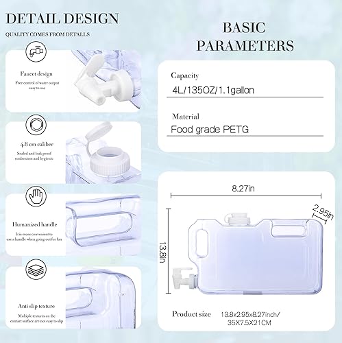 Miniatura 2 de Dispensador de bebidas para nevera, refrigerador, botella dispensadora de agua reutilizable de plástico con espita sin BPA para fiestas al aire