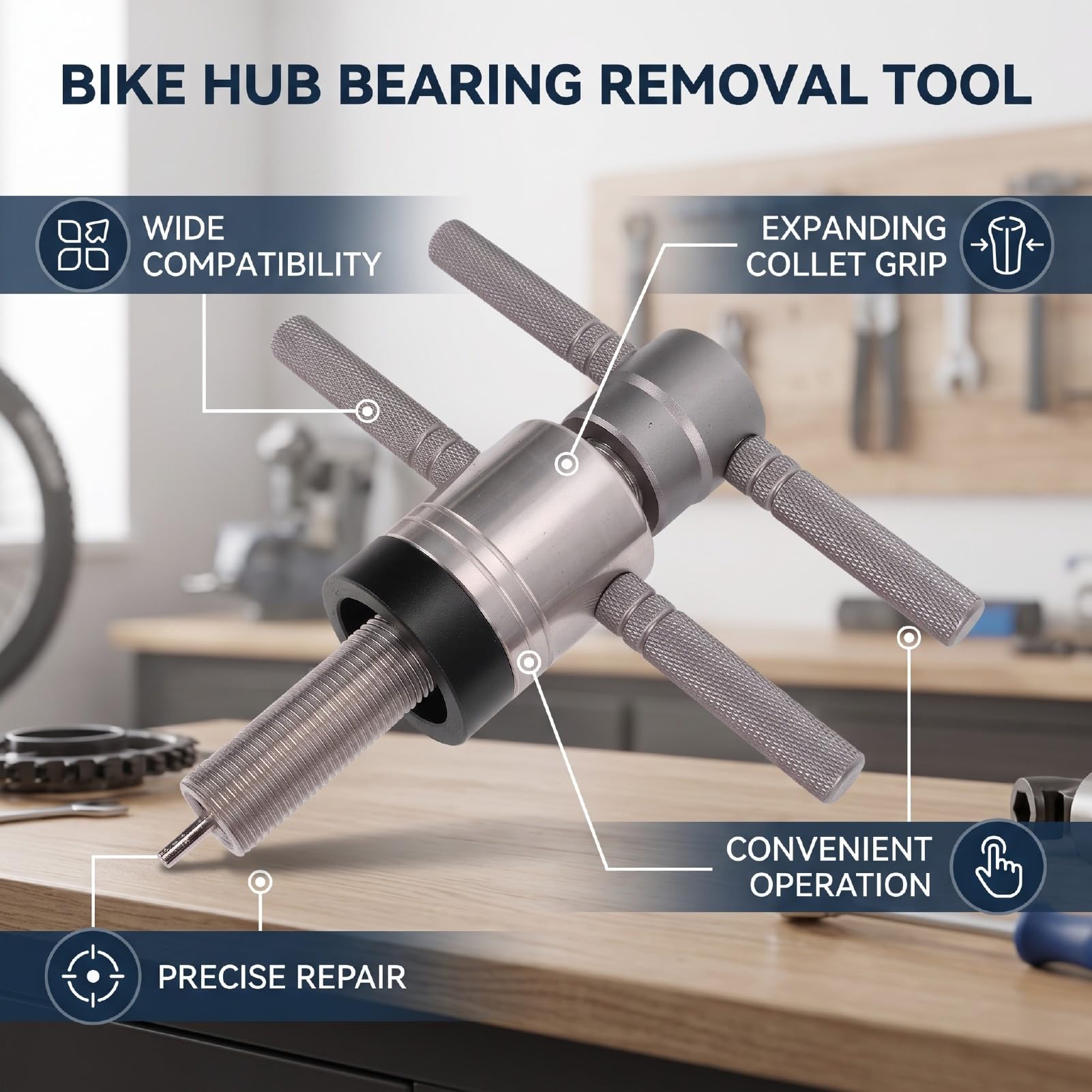 banapoy Herramienta de Extracción de Cojinetes de Buje de Bicicleta, Extractor Cojinetes Pinza Expansible, para Reparación Interiores 6 a 20 Mm y Exteriores de 14 a 39 Mm