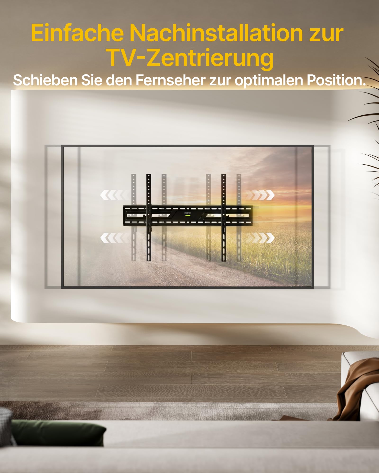 monTEK Ultradünn TV Wandhalterung für 50–100 Zoll LCD/LED/Plasma | Neigbar, Bis zu 100kg Tragkraft, Verstellbare Zugschnüre, Max. VESA 900x600