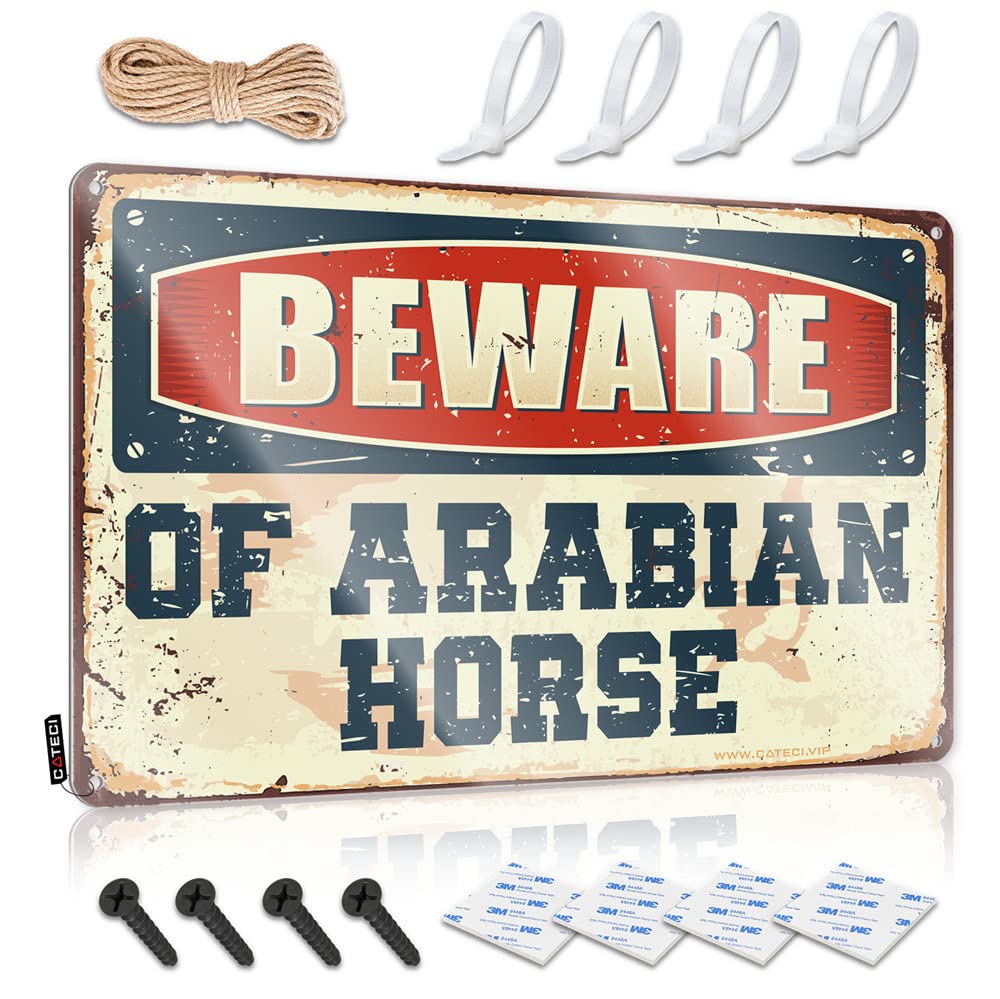 Mwfkkaddb Men's One Color Funny Outdoor Decor Beware Of Arabian Horse Sign Funnymetal Sign Warning Signs For Bedroom(30X40cm)