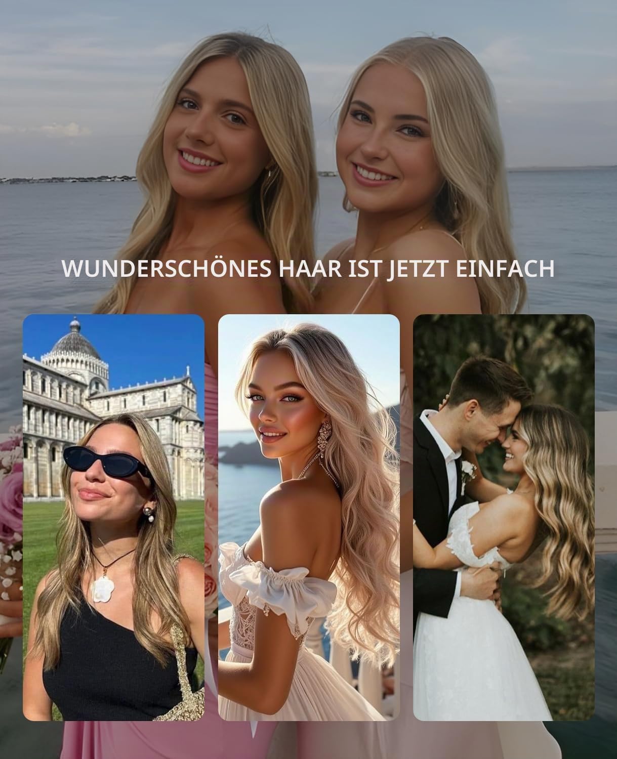 VINBAO Invisible Tape Extensions Echthaar Blond Ombré Dunkelbraun bis Hellbraun mit Dunkelblond Klebe Extensions Echthaar 20pcs 50g 55cm Seamless Tape in 22 Zoll #3/8/22