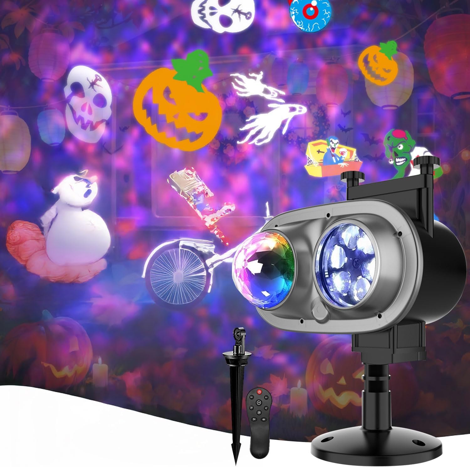 Halloween Christmas Projector Lights Outdoor, IP65 Waterproof LED Water Wave Lights Projector, Landscape Decoration Light for Outdoor Indoor Garage Halloween Christmas Party Decorations Light