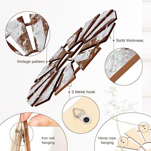 Miniatura 4 de Zzbakress 3 piezas de molino de viento de madera, decoración de casa de campo para Barhroom Campo, molino de viento de madera, decoración de pared