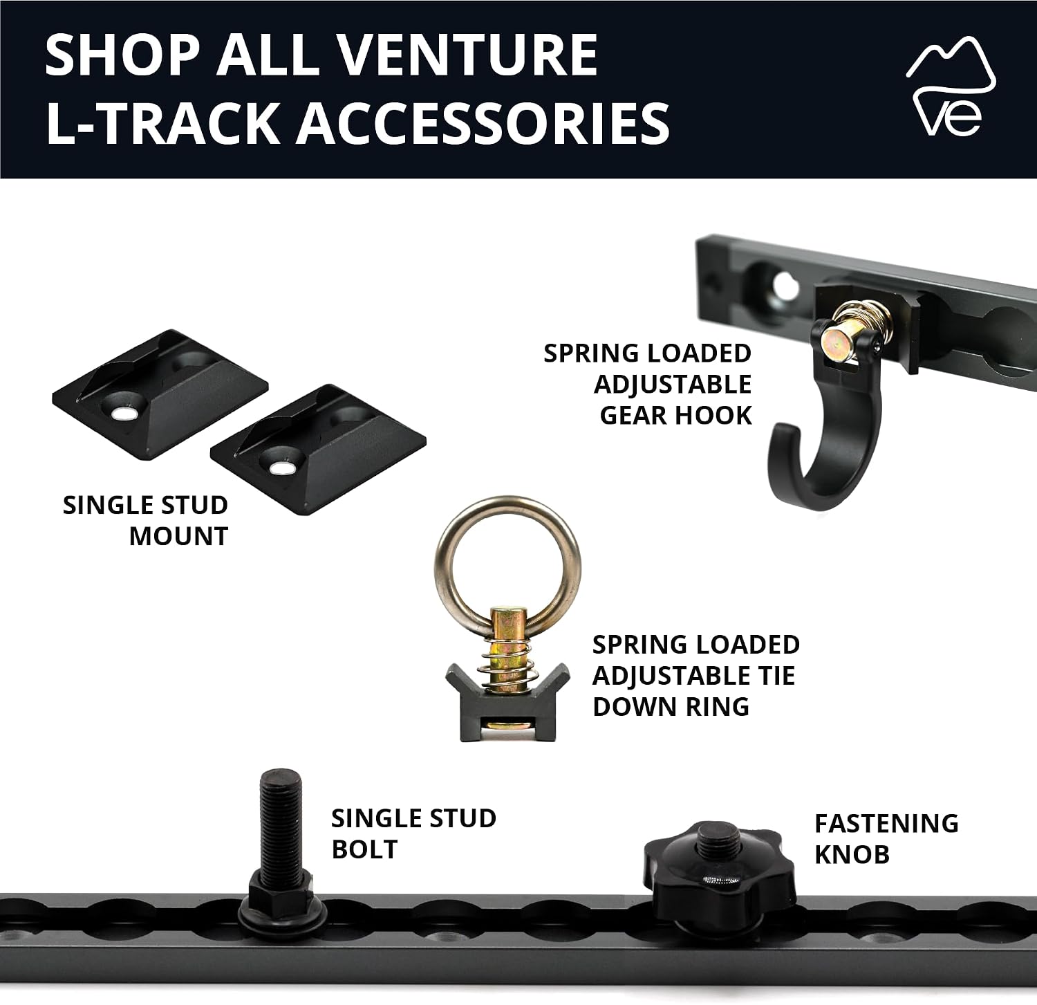 VanEssential Corner L-Track Aluminum Black 48" - 2 Pack