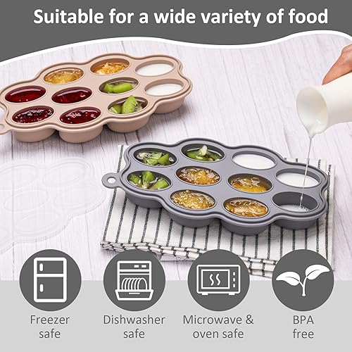Miniatura 3 de btrfe Contenedor de almacenamiento de alimentos para bebés, bandeja de silicona para congelar alimentos para bebés con tapa, perfecto para alimentos