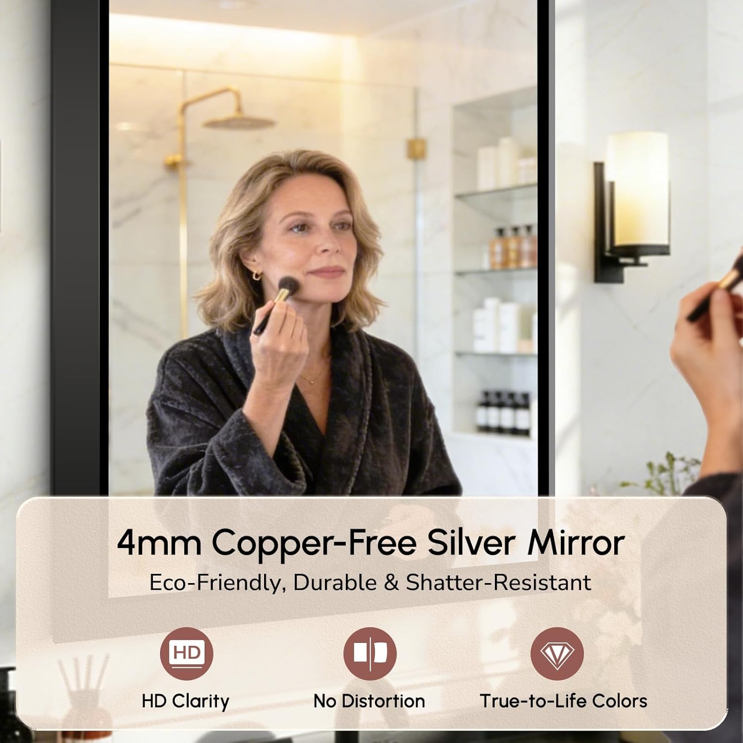 USHOWER 30x36 Brushed Black Bathroom Mirror for Over Sink, Beveled Aluminum Frame Vanity Mirror, Anti-Rust, Horizontal or Vertical Wall Mount, Modern Rectangle Mirror for Bathroom, Bedroom, Entryway