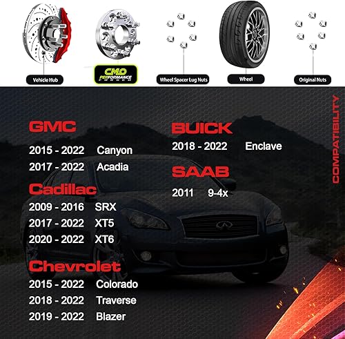 Miniatura 3 de Espaciadores de rueda centrados de 0.984 in (1 pulgada) 6x120 compatibles con GMC Canyon Acadia, compatible con Cadillac SRX XT5 XT6, compatible con