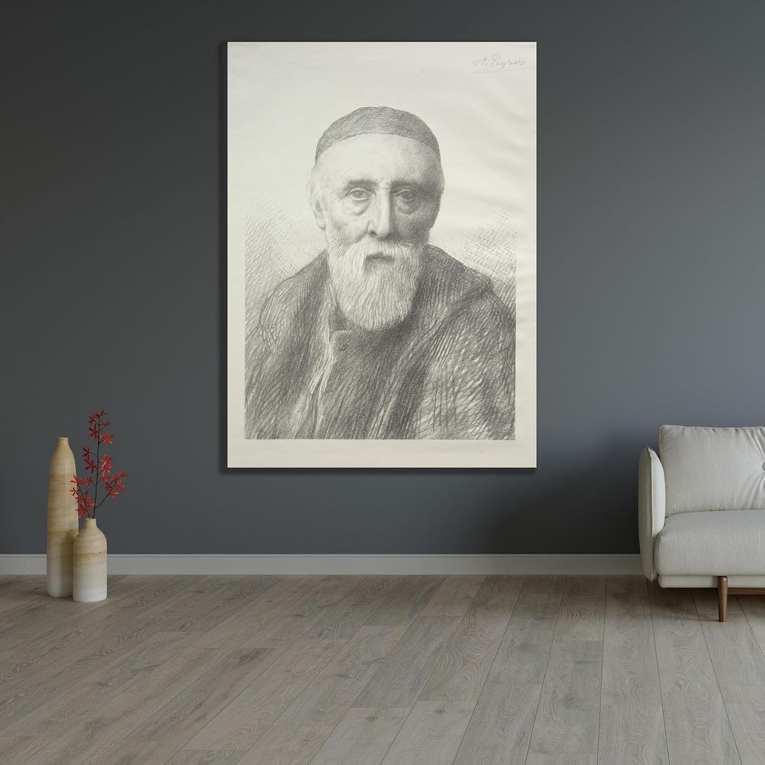 ArtDirect Portrait of George Frederic Watts (c. 1857-1911) Unframed Art Print Giclee Poster by Alphonse Legros - Ready for Framing with Customization Sizes 7x10, 10x14, 15x20, 24x33, 35x48 and 44x60 inches