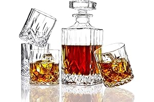 ELIDOMC Italian Crafted Glass Whiskey Decanter & Whiskey Glasses Set