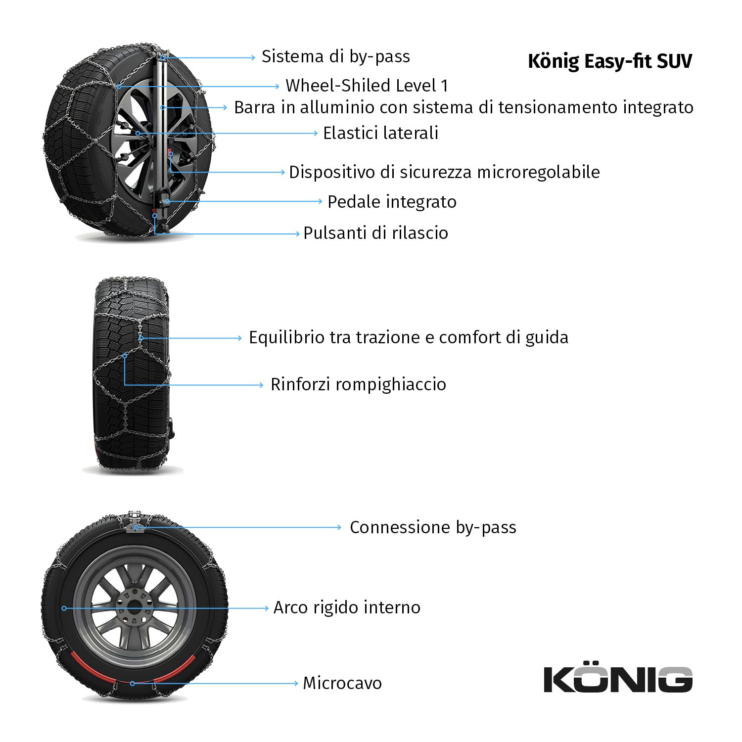 KÖNIG Easy-Fit SUV 225, Catena da Neve