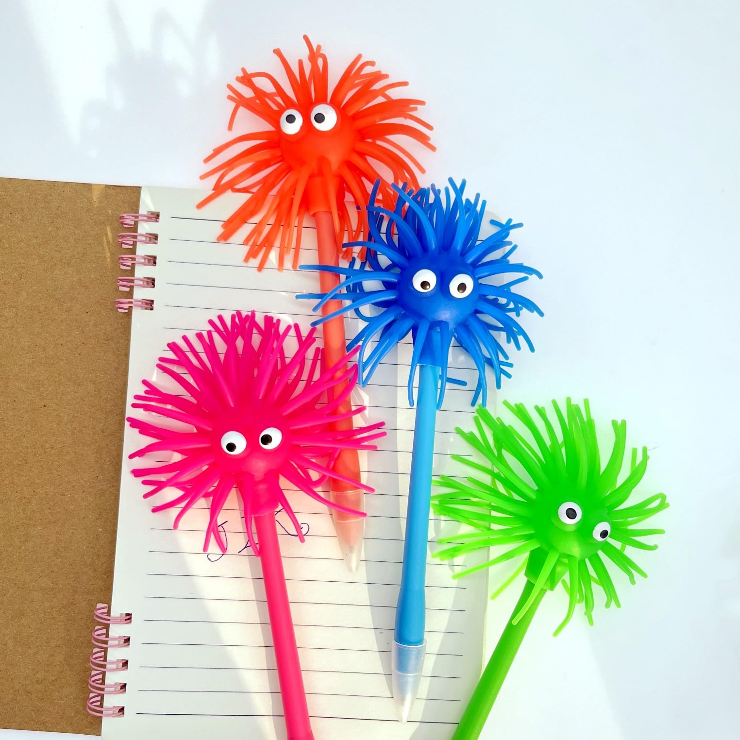 JZK 4x Wackelkopf-Stift – Lustiger Kugelschreiber Mit Kulleraugen & Weichem Pom-Pom