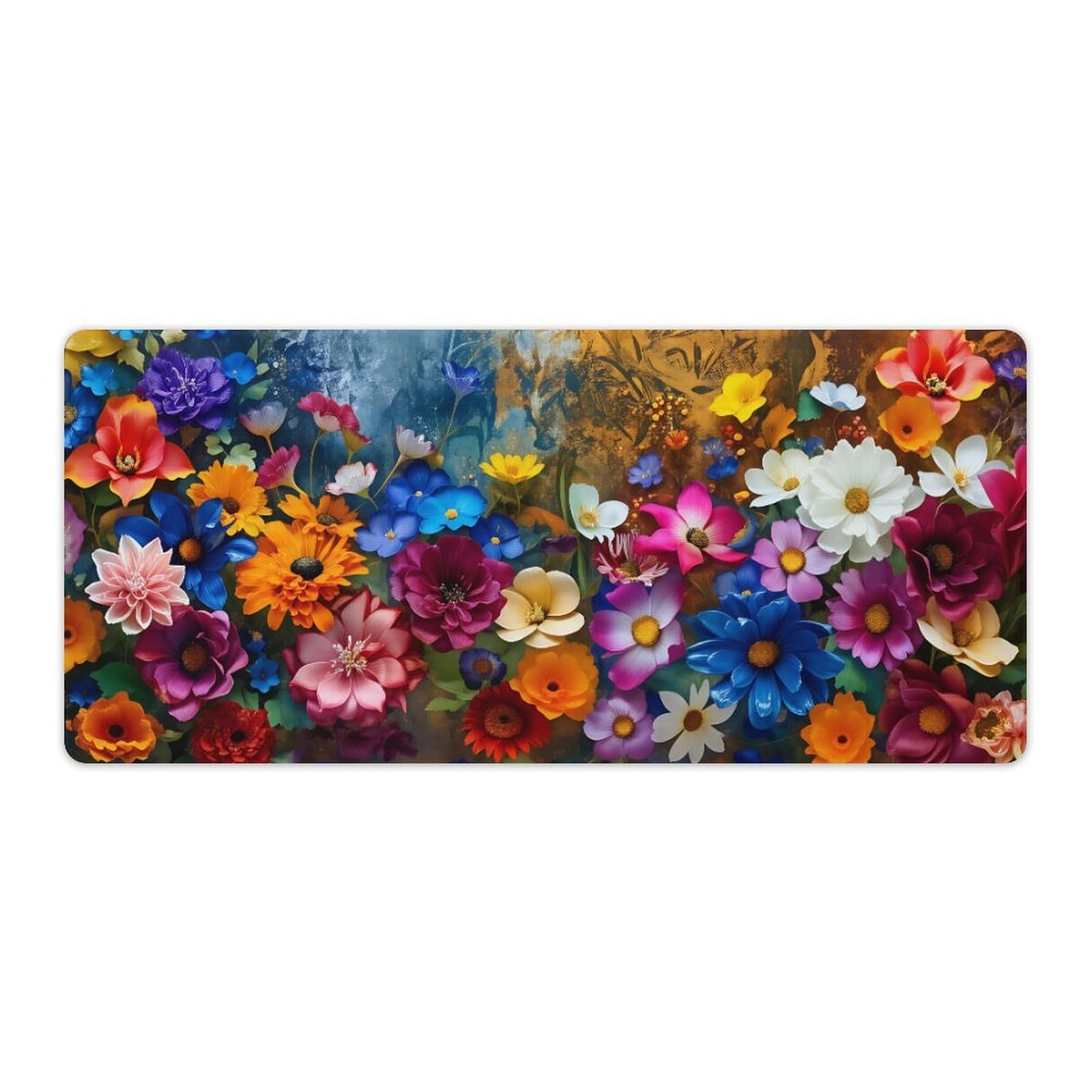 Floral Large Mouse Pad 16"×36" inch Extended Gaming Mousepad Desk Mat Long Computer Keyboard Non-Slip Base Stitched Edges for Home Office Work