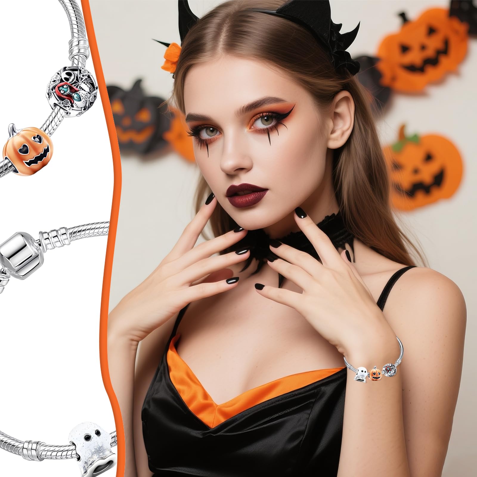 Halloween Charms Halloween Luminoso Colgante con Calabaza Cráneo Fantasmas Charms para Pulsera y Collar Joyas Regalo para Mujer