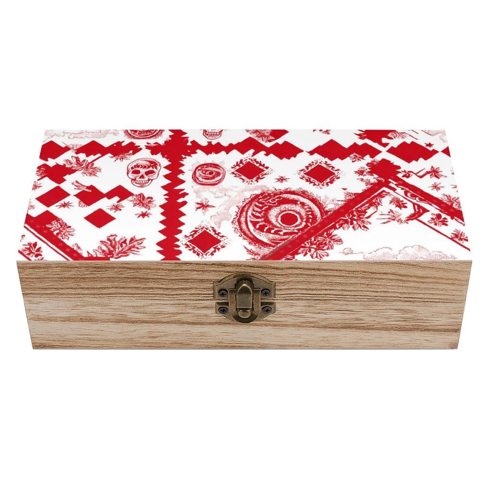 HLBSDM Bandana Skull Wooden Storage Box Craft Memory Keepsake Treasure Chest Box Jewelry Organizer