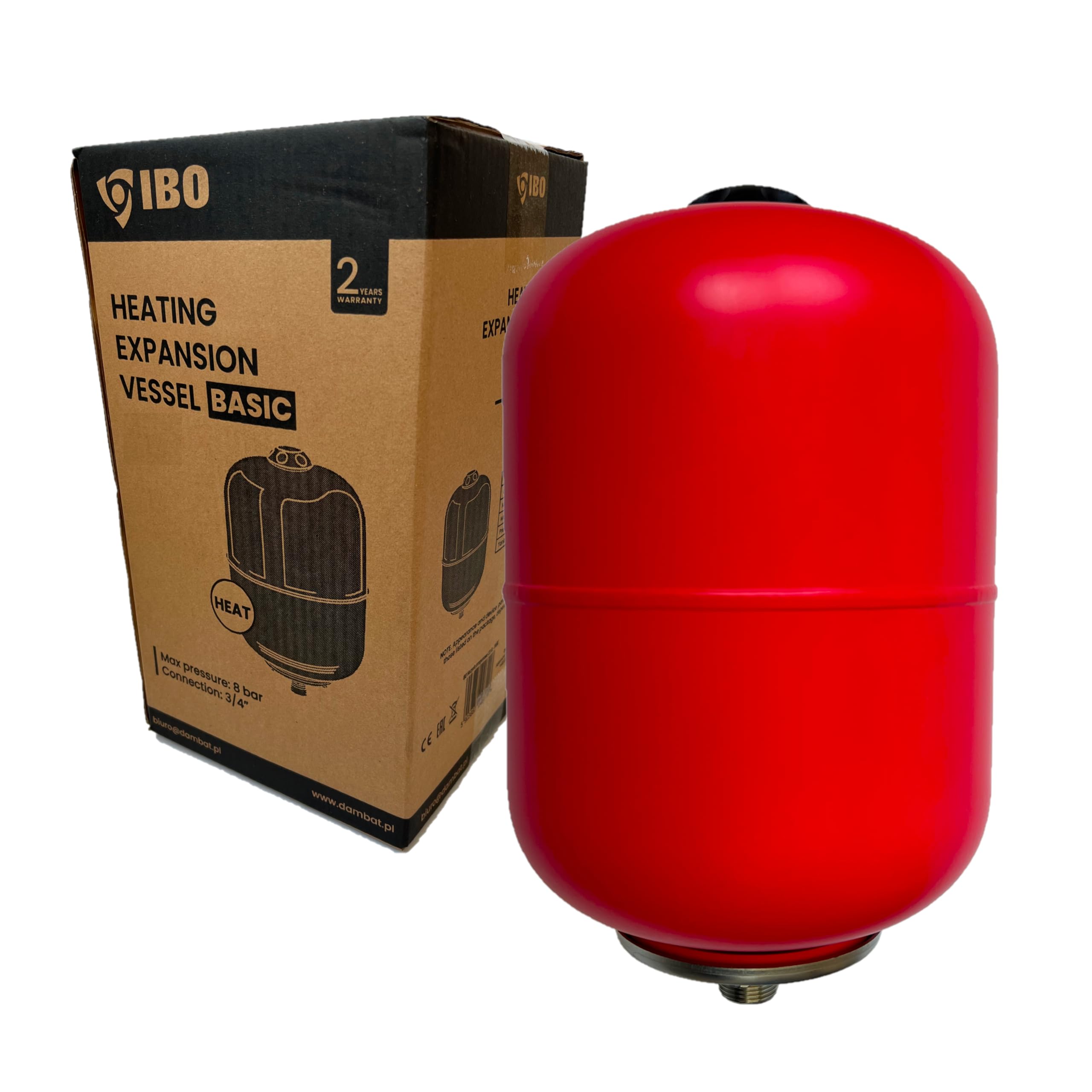 IBO Ausdehnungsgefäß 24 litros Membrana de expansión de presión 3/4" para calefacción central de calefacción Presión de trabajo 8 bares Membrana de expansión Recipiente de expansión