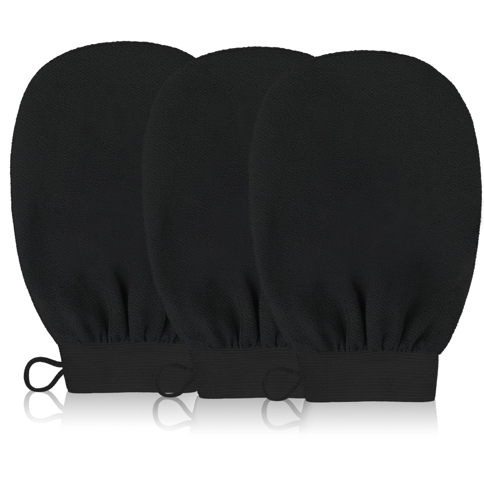 3 gants exfoliants pour le corps – Gant exfoliant corps noir, gant de crin et éponge exfoliante corps pour hommes et femmes, idéal pour bain et soins corporels