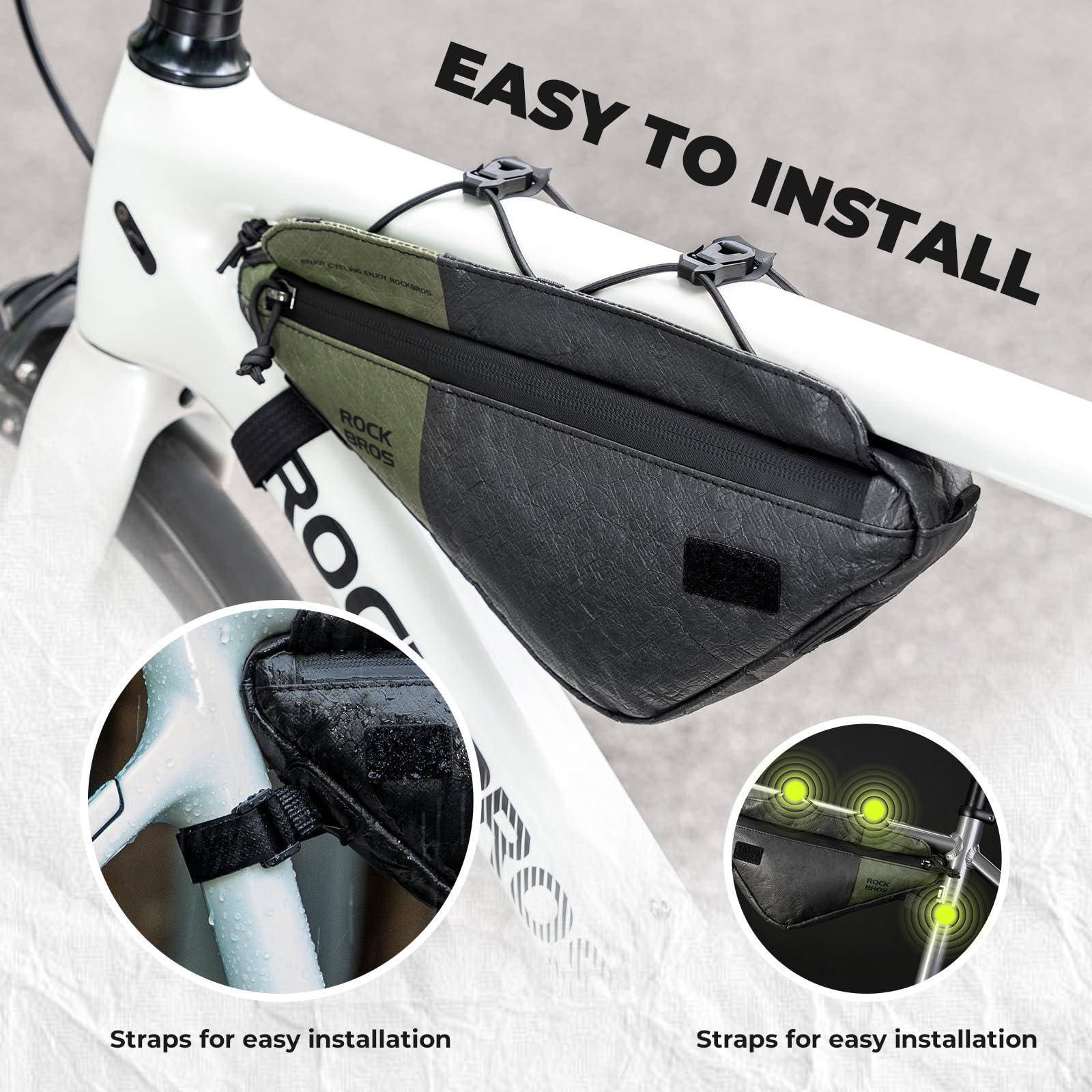 ROCKBROS Bikepacking Fahrradtaschen Set 5-teilig, Rahmentasche, Lenkertasche, Satteltasche und Feedbag, Ultraleicht für Rennrad, MTB, Trekkingrad und Faltrad