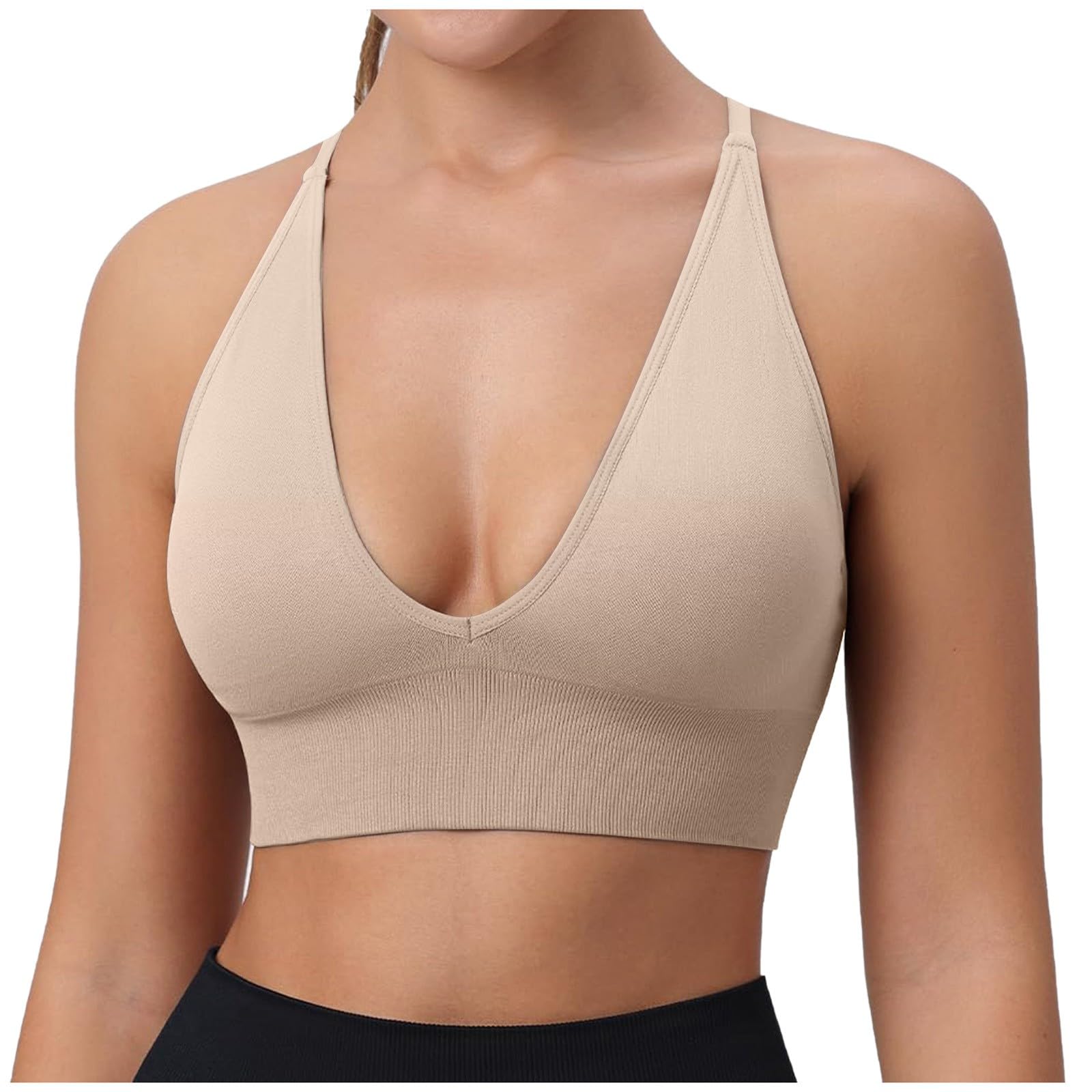 Camiseta deportiva con sujetador integrado para mujer, copas acolchadas ajustables, tirantes delgados, fitness yoga