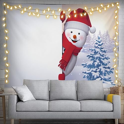 Miniatura 2 de PTETEYA Tapiz de Navidad para hombre, diseño de bolas de Navidad, para invierno, nieve, Navidad, sombrero, bufanda, tapiz de gnomo para colgar en la