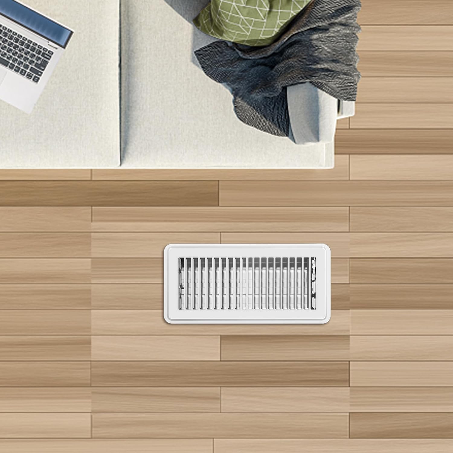 4x10 Heavy Duty Floor Registers, Rust Proof Finish Registers Grilles & Vents (2, White, 4x10 Inches)