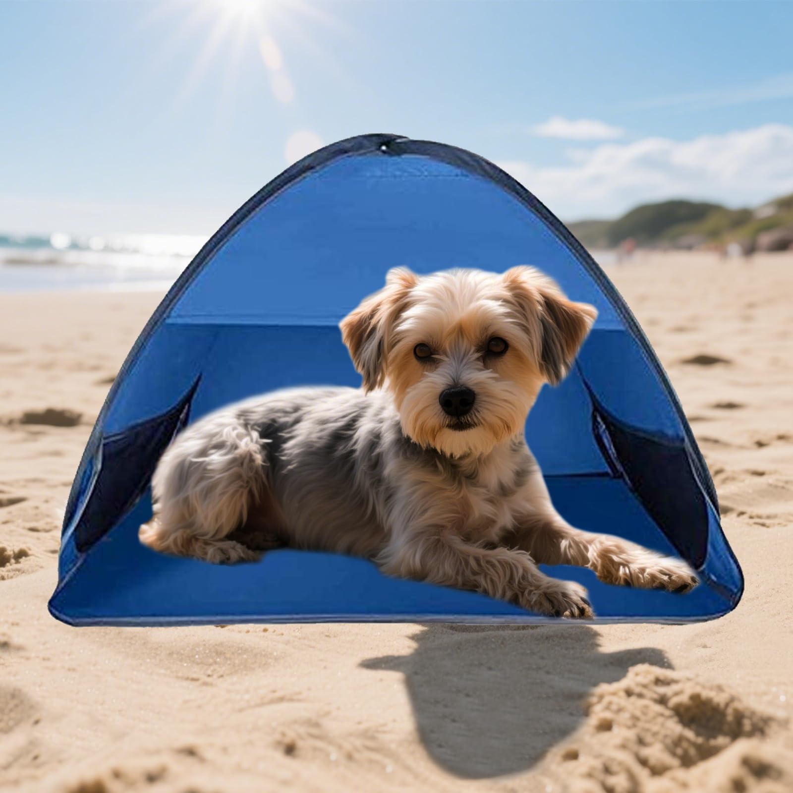 Bleu Mini Tente de Plage Pop Up, Portable Tentes de Tête, Taille M Mini Tente Plage Automatique Pop Up Anti UV, pour Extérieur, Camping, Pique-Nique