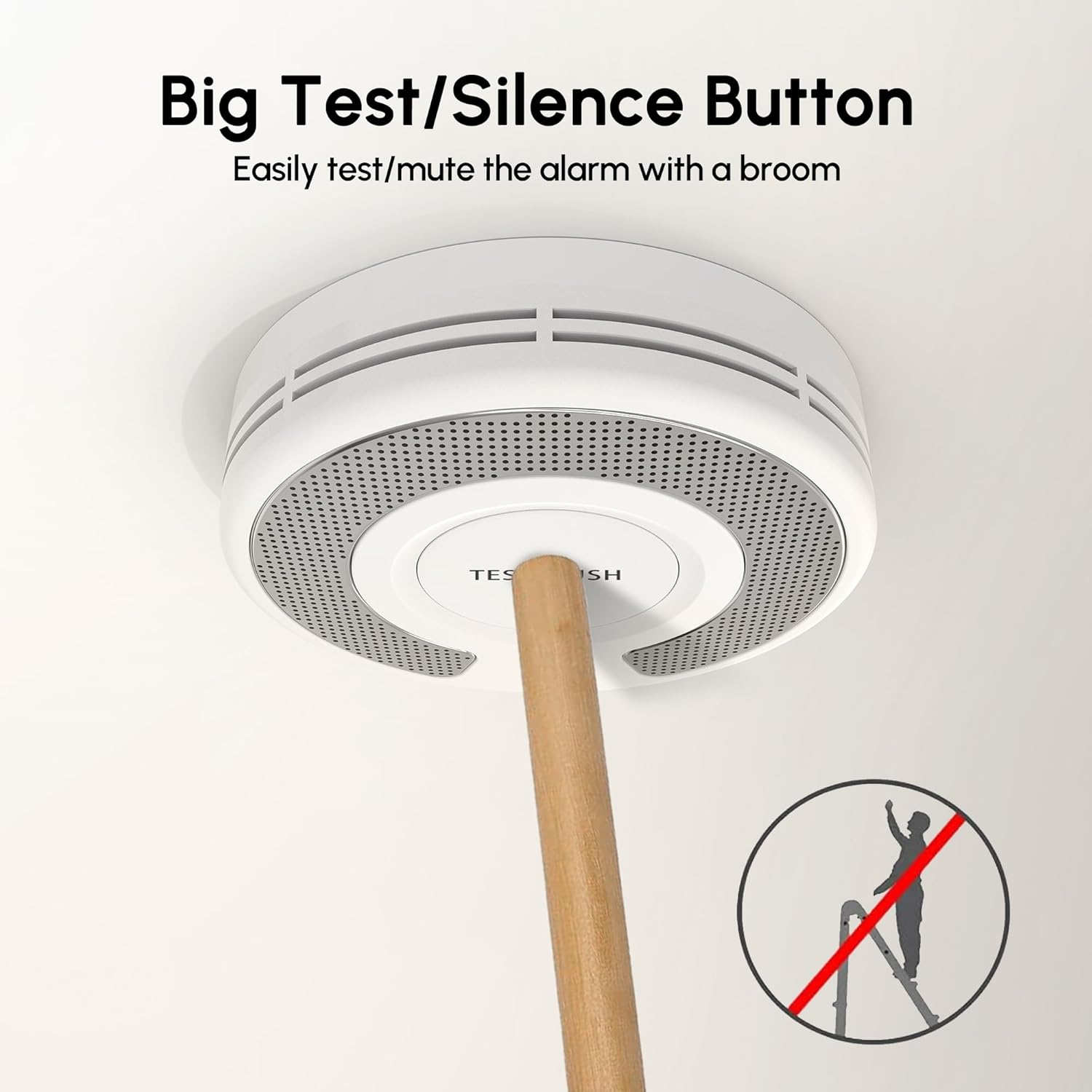 Smoke Detector Carbon Monoxide Detector Combo, 10-Year Battery Smoke Alarm CO Detector with Large Test/Silence Button, Adhesive or Screw Installation, 2-Pack