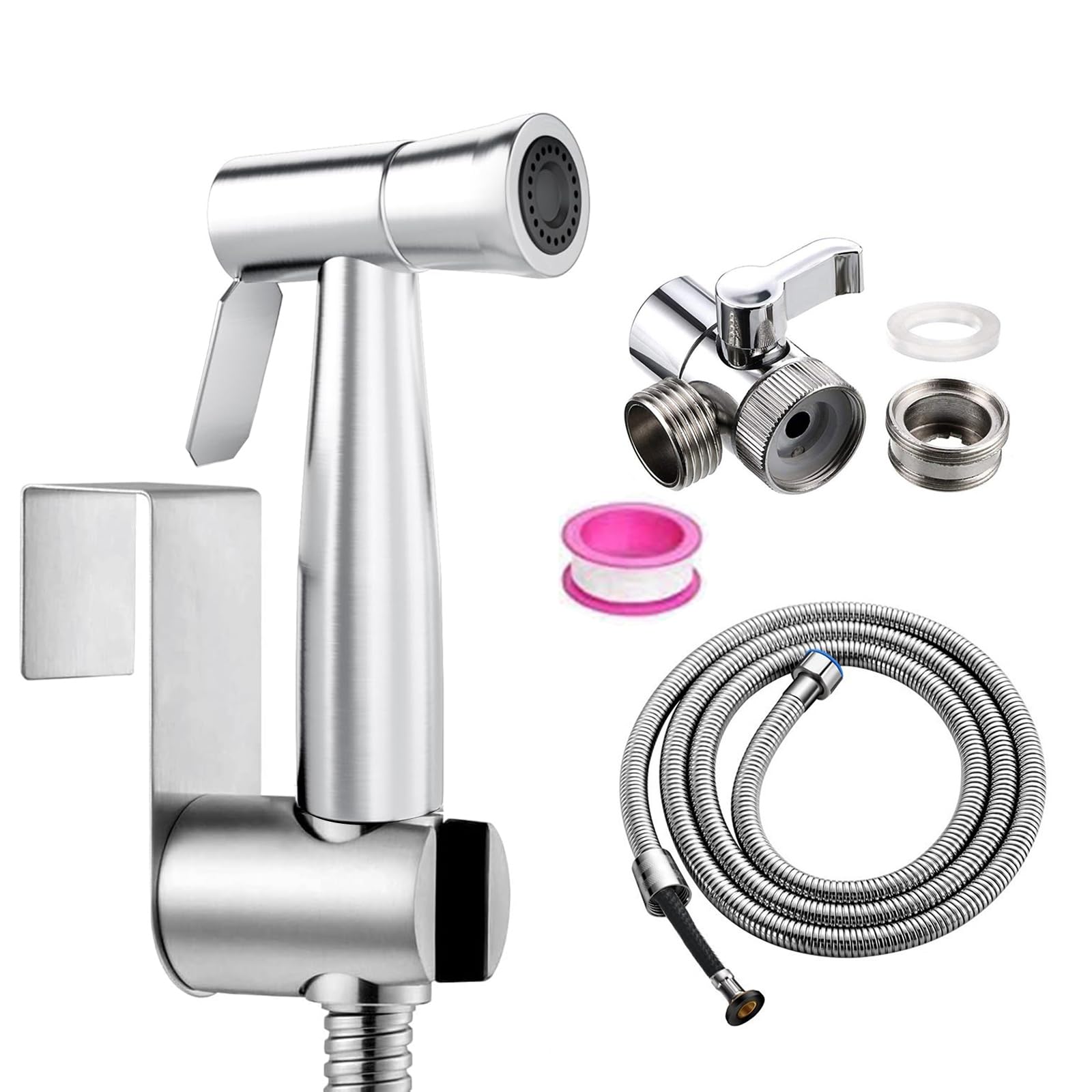 Douchette toilette WC kit pulvérisateur bidet complet avec tuyau et fixation réservoir