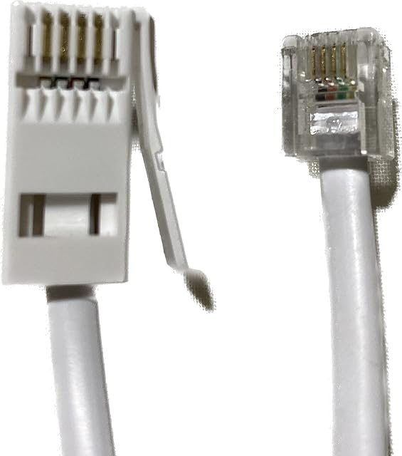 BT Telephone to RJ11 Cable Long 2m - BT cable 4 Pin Wire ADSL Modem Phone Plug Male Broadband Cable, Extension Lead for Landline, Modem, Fax, Dial-up White. Including 2 way adaptor