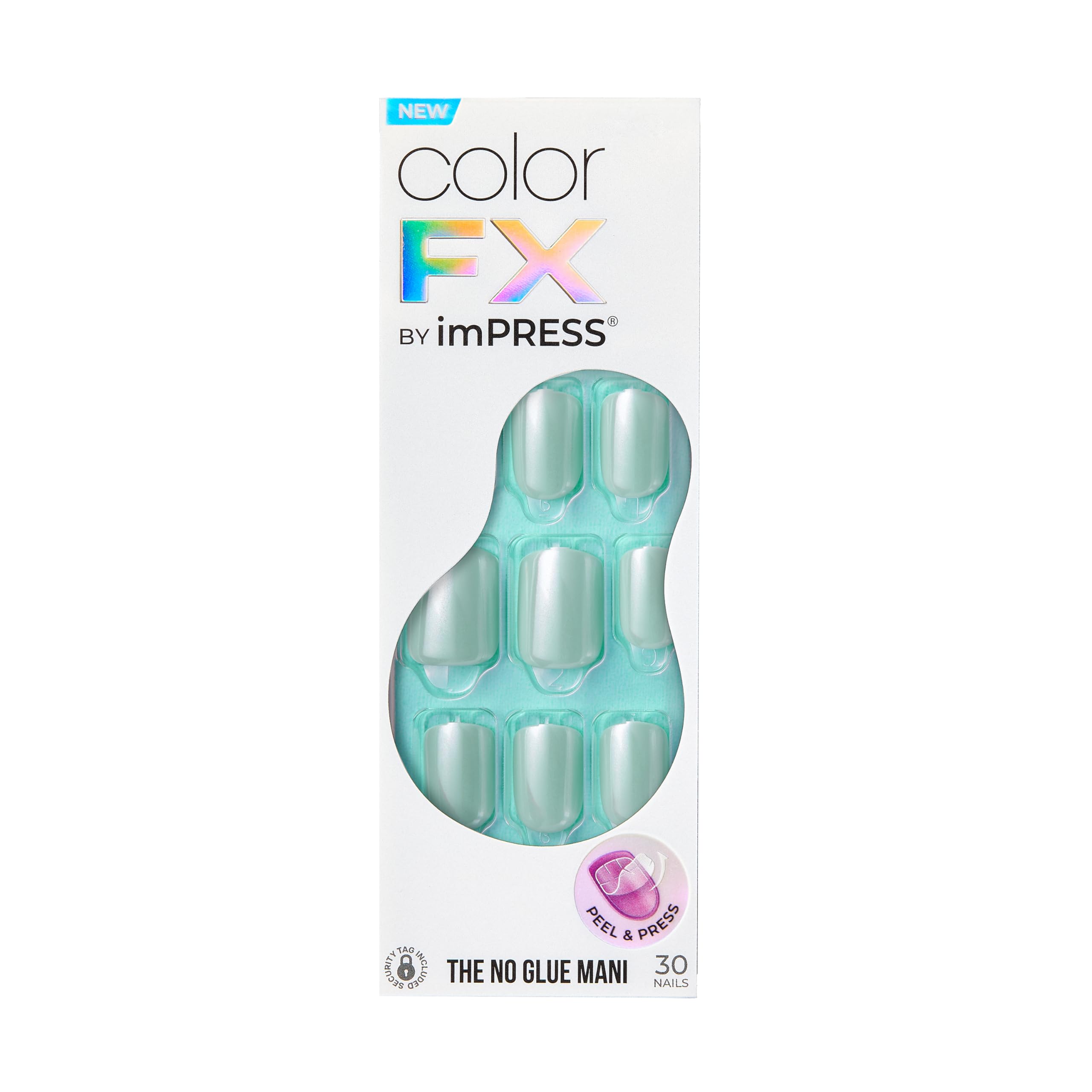 KISS imPRESS Color FX 'After Hours' – Unghie Press-On Effetto Metal Chrome Magnetico. Colore Acquamarina forma squared. Senza Colla per un'Applicazione Istantanea e Tenuta Fino a 7 Giorni.