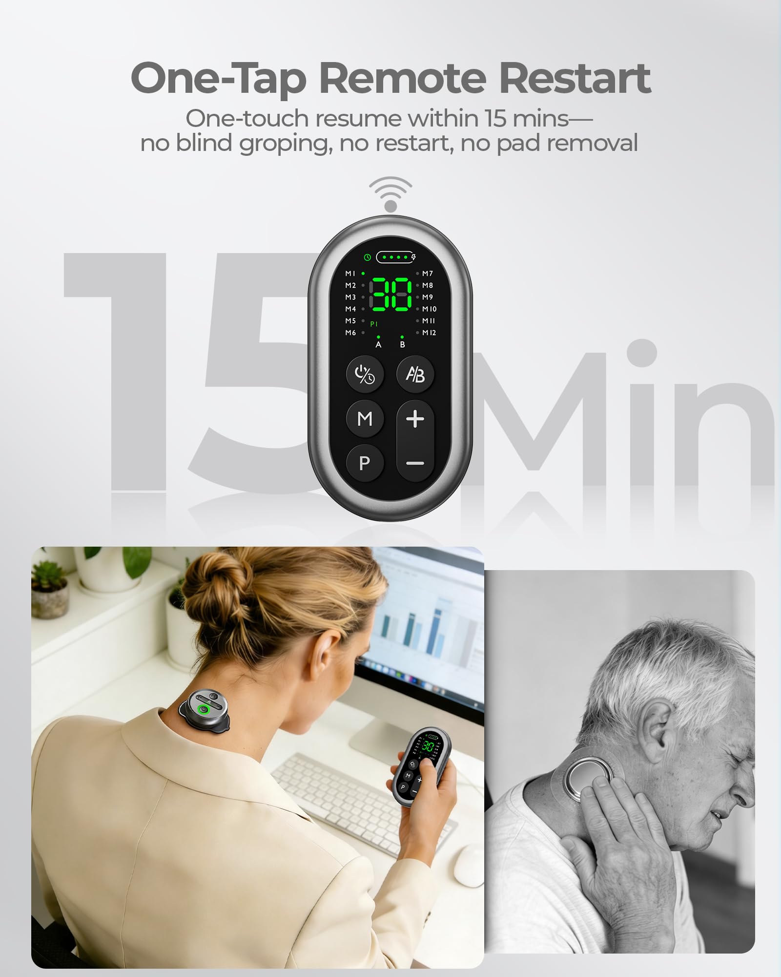 Kingpavonini 48 Modes Wireless TENS Unit Muscle Stimulator, Model HZ9151B — Amazon image 6