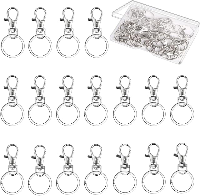 36 Pcs Lobster Clasp Keyring & Key Rings Hoop, 18 Pcs Metal Key Split Ring Clips and 18 Pcs Keychain Hooks with Storage Box for Hanging Crafts Jewellery Making Accessory