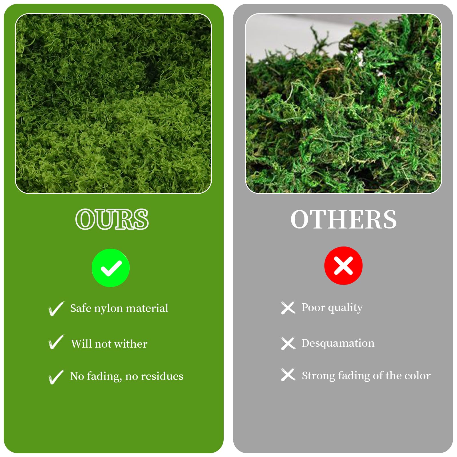 200g Muschio Artificiale,Muschio Riutilizzabili Verde Scuro,Nylon Muschios Vegetale Finto per Decorazioni Parete Casa Fai da Te Modellismo Artigianato