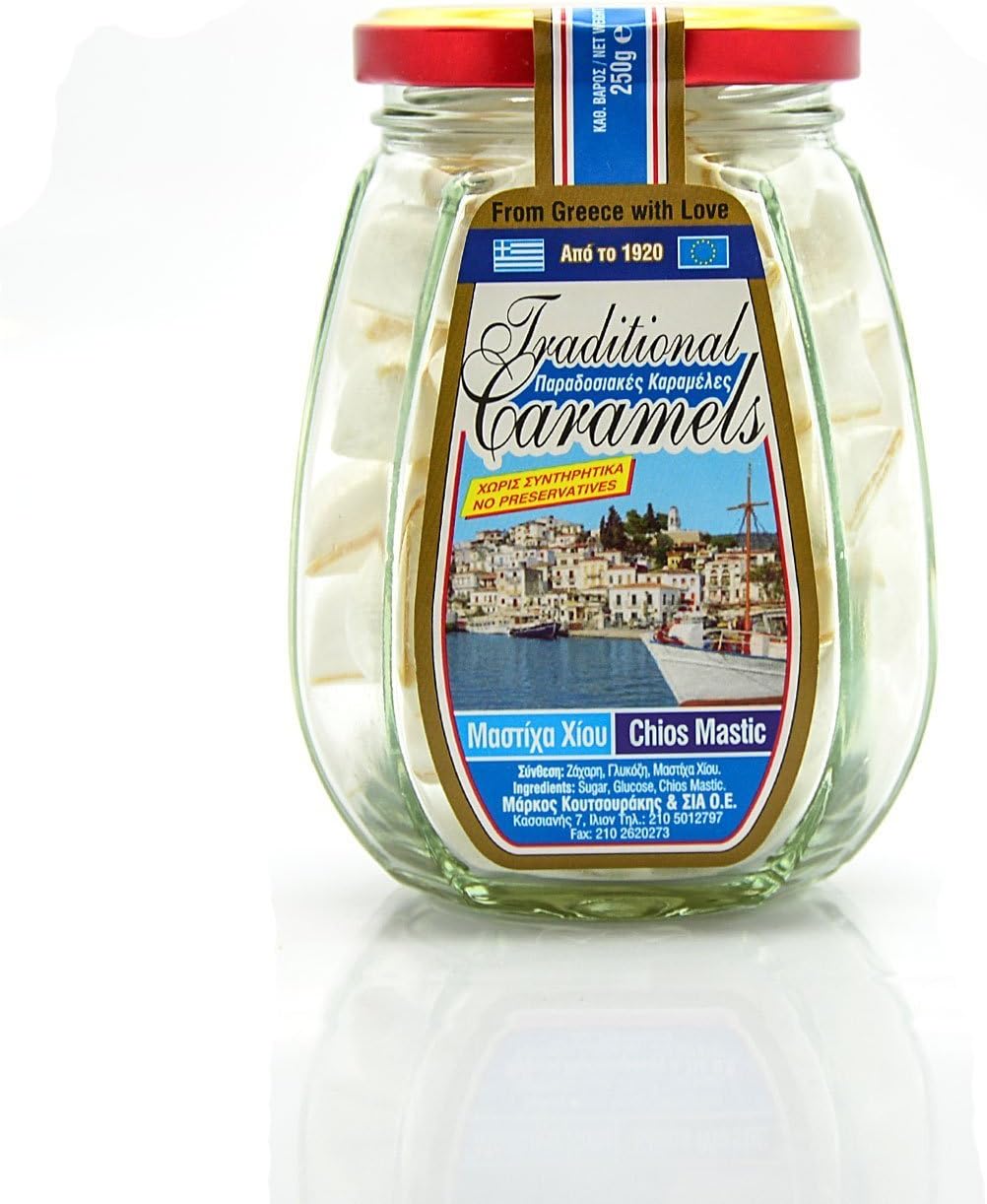 Greek Traditional Caramels, Chios Gum Mastic Flavored Hard Candy, 250g