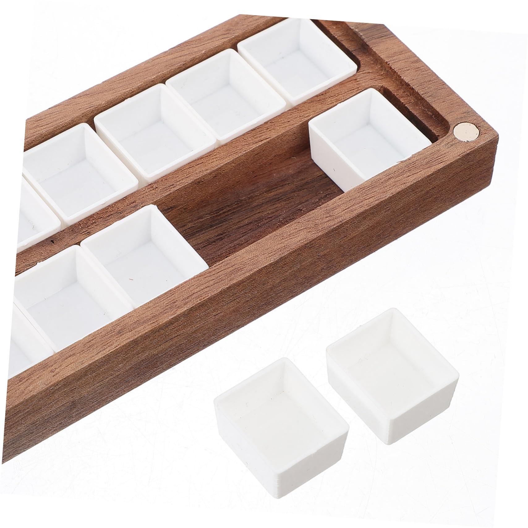 PLAFOPE Caja de Acuarela de Madera Tapa, Fácil de Limpiar y Portátil para Mezclar Pigmentos y Pinturas Artísticas Profesionales