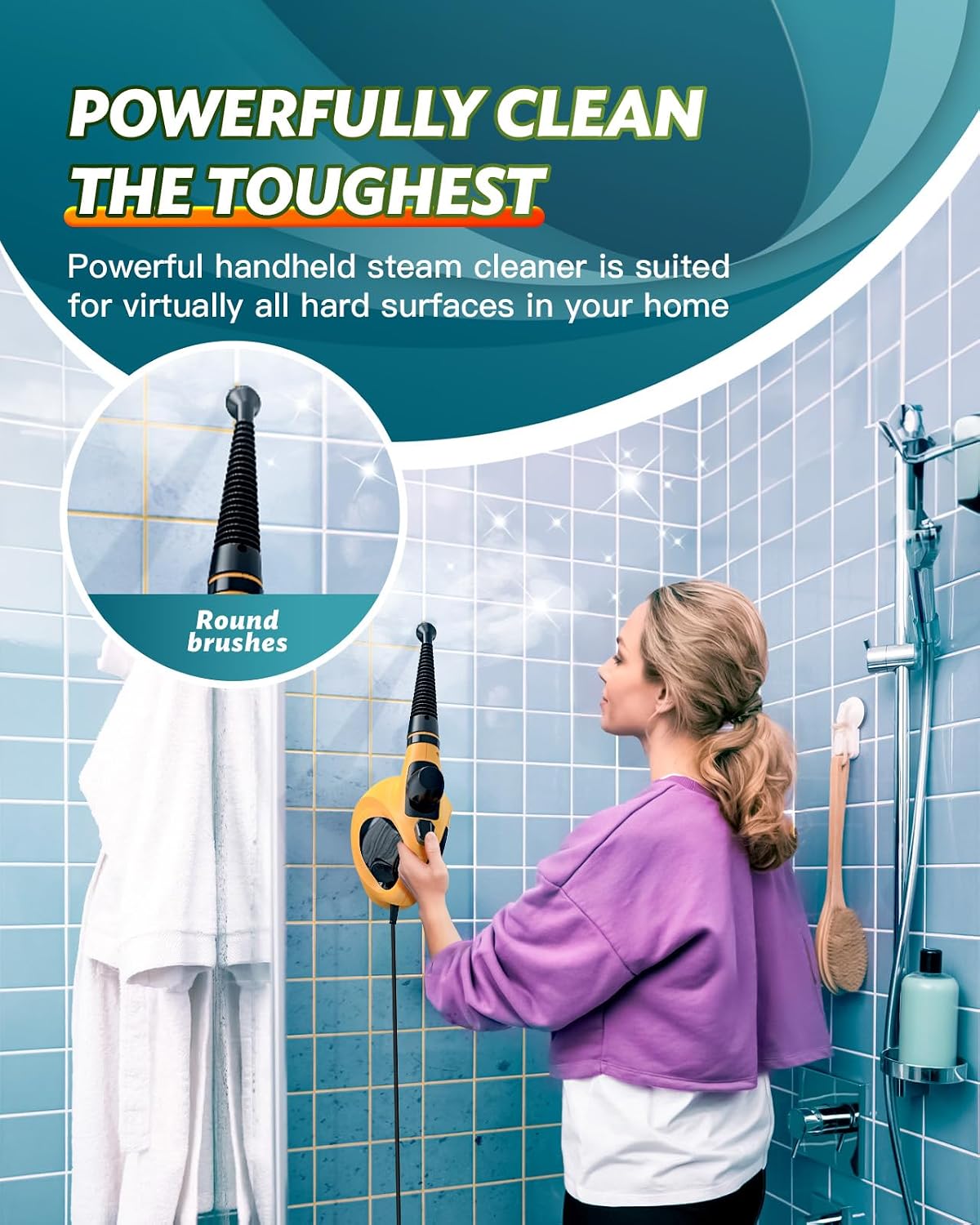 Handheld Steam Cleaner for Home Use, Multi-Purpose All Natural Steam Cleaner with 11pcs Accessories, Multi-Surface Steamer for Deep Cleaning Kitchen, Bathroom, Grout,Tile, Window, Sofa, Furniture, Car