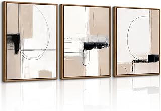3 Pcs Framed Neutral Abstract Canvas ...