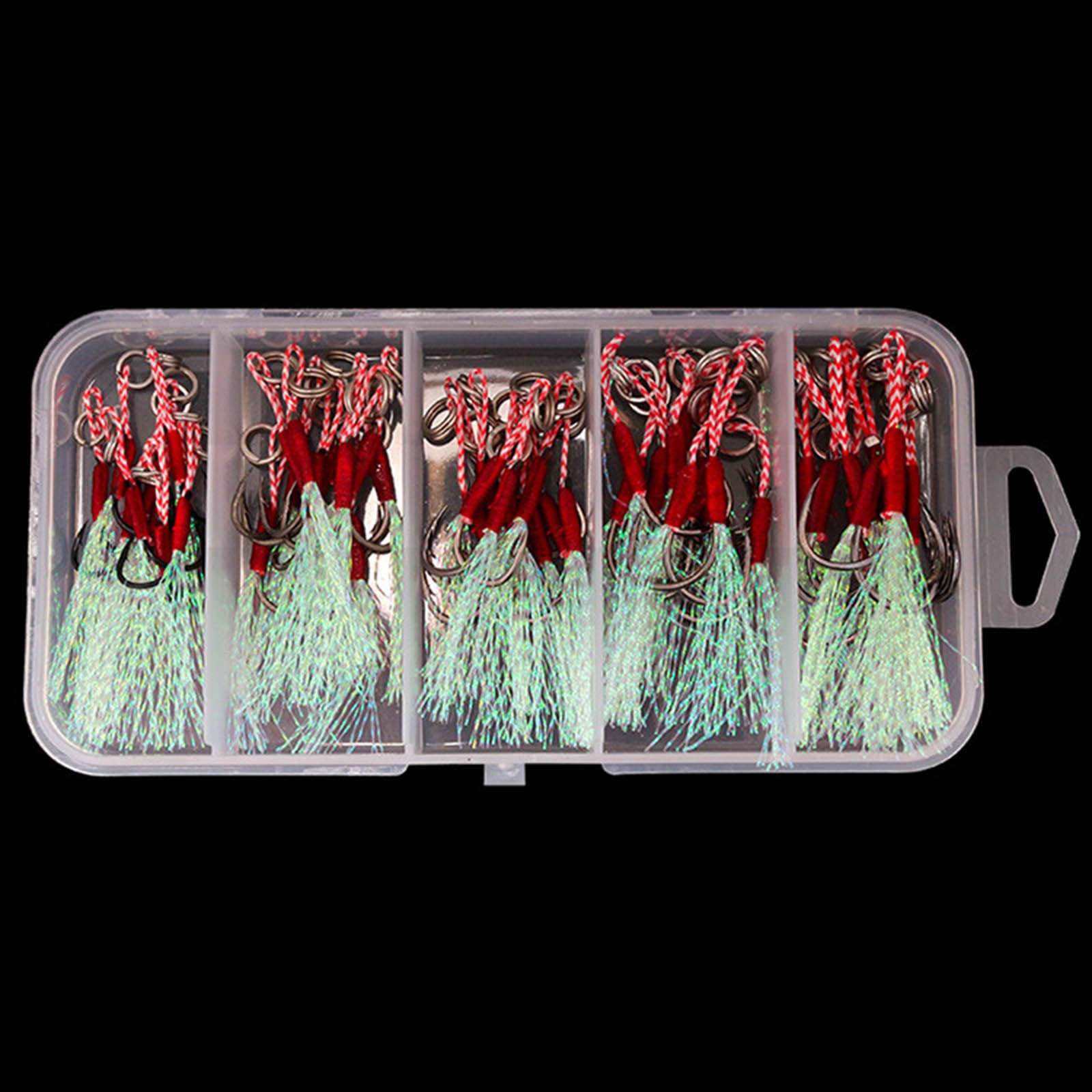 50Pcs Pesca Assist Hook Kit Jigs Assistere Slow Rapidamente Caduta Accessori Strumento di Piccole Dimensioni Jigging Lento Rapidamente Caduta