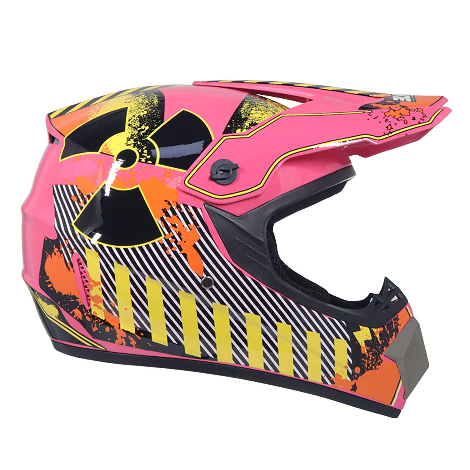 Motocross Helmet, Give Away Goggles + Gloves + Face Mask Set Removable And Washable Lining Removable Brim Racing Lightweight Powder Radar Pattern Adult Full Face Helmet