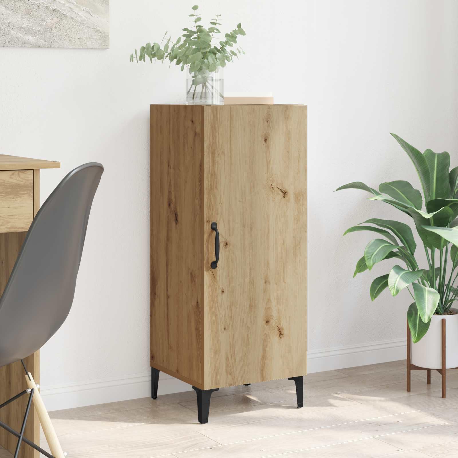 Aparador de madera de roble moderno de 90 cm de altura para espacio de almacenamiento versátil