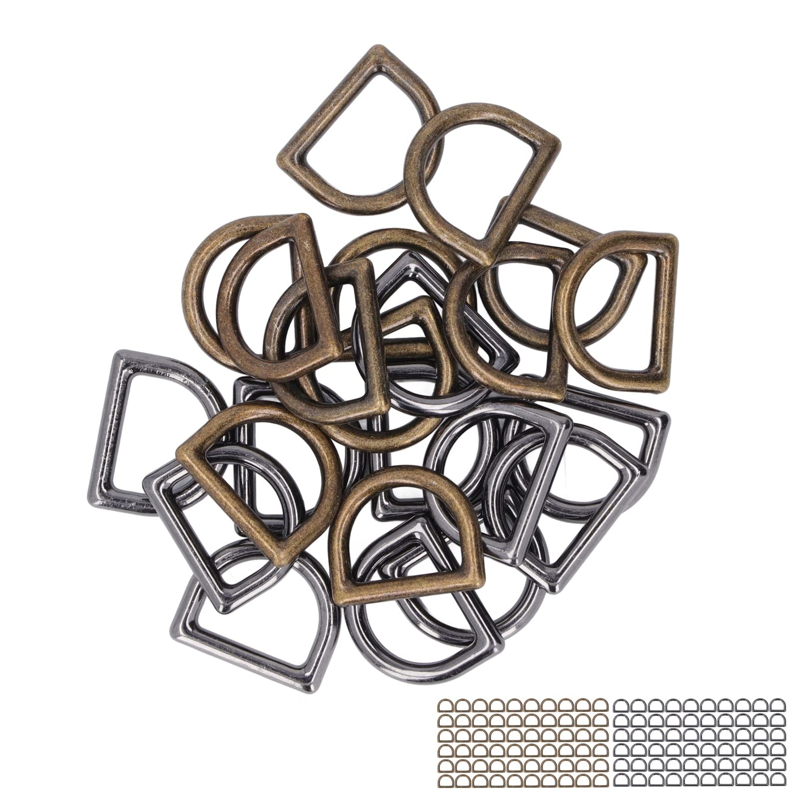 120 Pezzi Anelli A D In Metallo - Assortiti, Per Borse, Cinture, Zaini E Fai Da Te, Bronzo - Foto 7