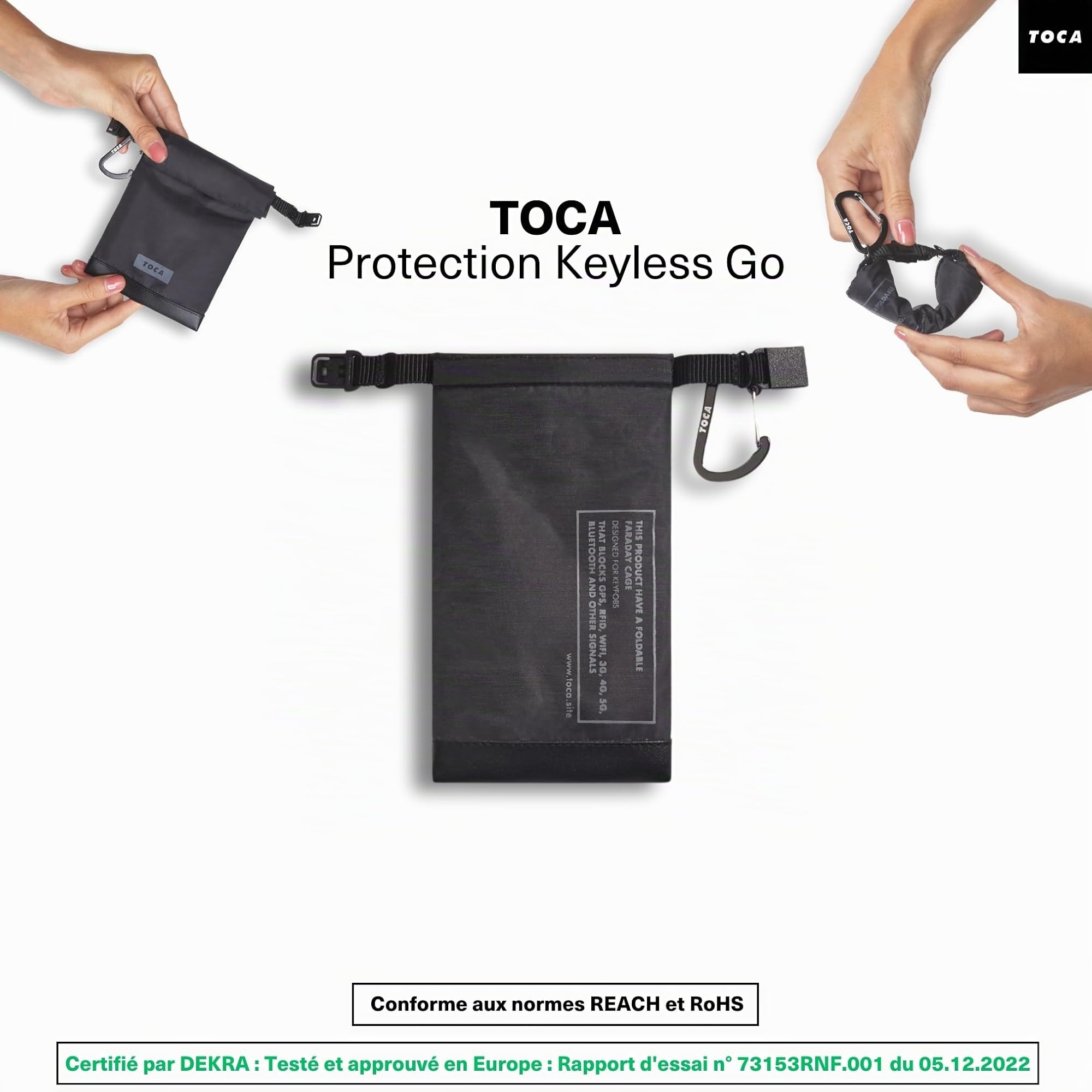 TOCA Pochette antivol clé Voiture, Boite et Cage Faraday, Blocage Signal WiFi/GSM/Bluetooth, Keyless Go, étui de Protection