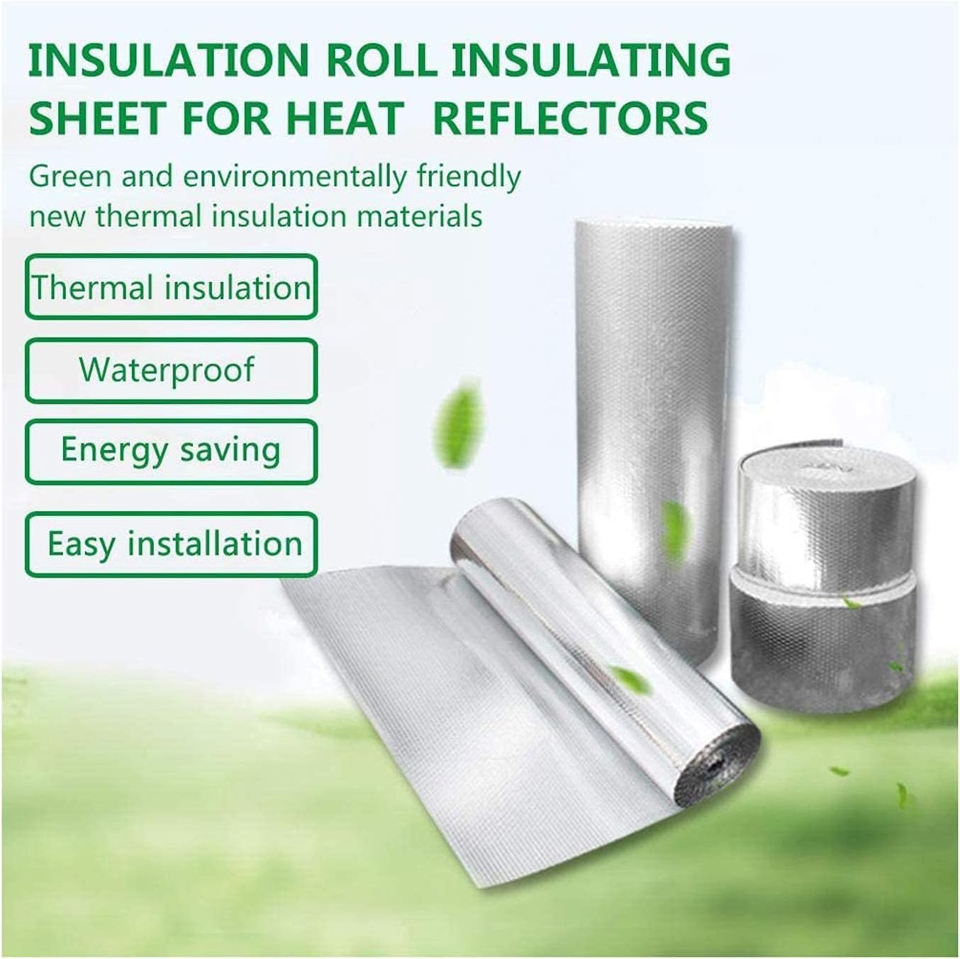 Aislamiento Térmico Bubble Foil Insulation Double Aluminium Layer Bubble Wrap Reflective Foam Insulationn Roll Heat Retention Self-Adhesive, Warm(Size:1x10m) (Size : 1x10m)