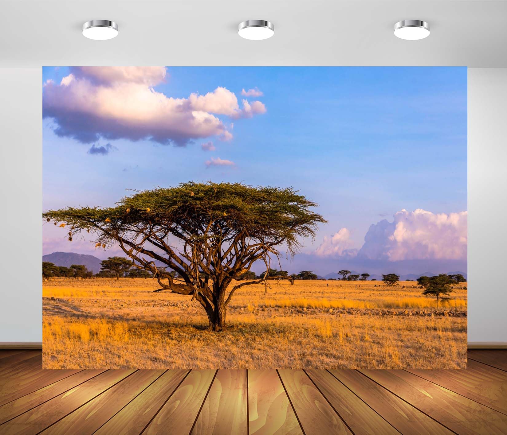 Sfondo Fotografico Animali Africani 2,1x1,5m – Tramonto E Grande Migrazione, Tema Safari Per Feste E Cabine Photo
