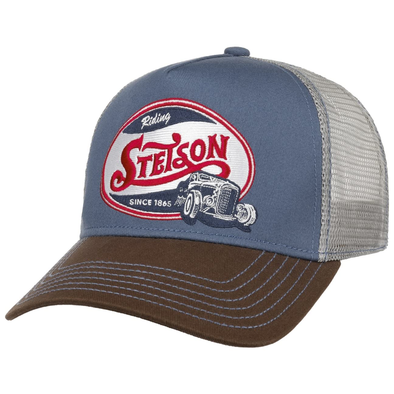 Stetson Riding Hot Rod Small Trucker Cap Men/Women One Size (55-59 cm) - Cotton and Polyester Baseball Cap - With Mesh Insert - Adjustable - Spring/Summer