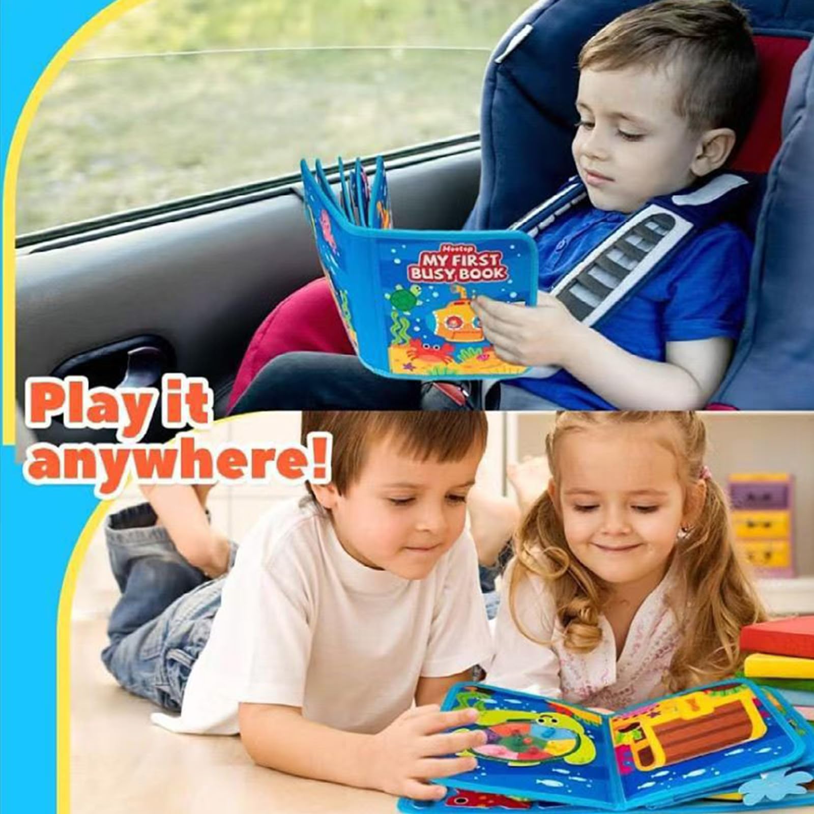 Generisch Kreatives Stoffbuch, Lernspielzeug für Kleinkinder, abnehmbare Teile, Meerestiere, fördert die Fantasie, motorische Fähigkeiten, sensorisches Stoffbuch