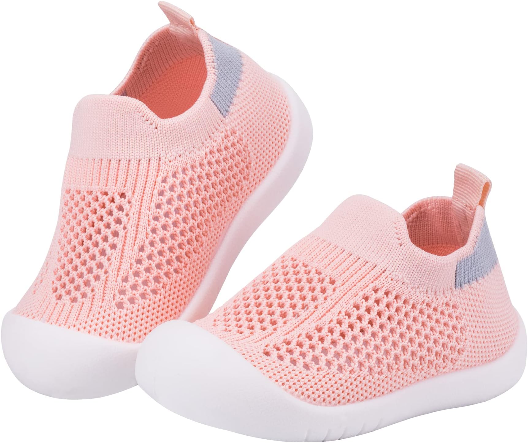 Infant First Walk Non-Skid Shoes Toddler Baby Boys Girls Soft Sole Fashion Breathable Knitted Mesh Socks Shoes Slip-on Sneakers Indoor Outdoor PinkAirhole,M, 12-18 Months